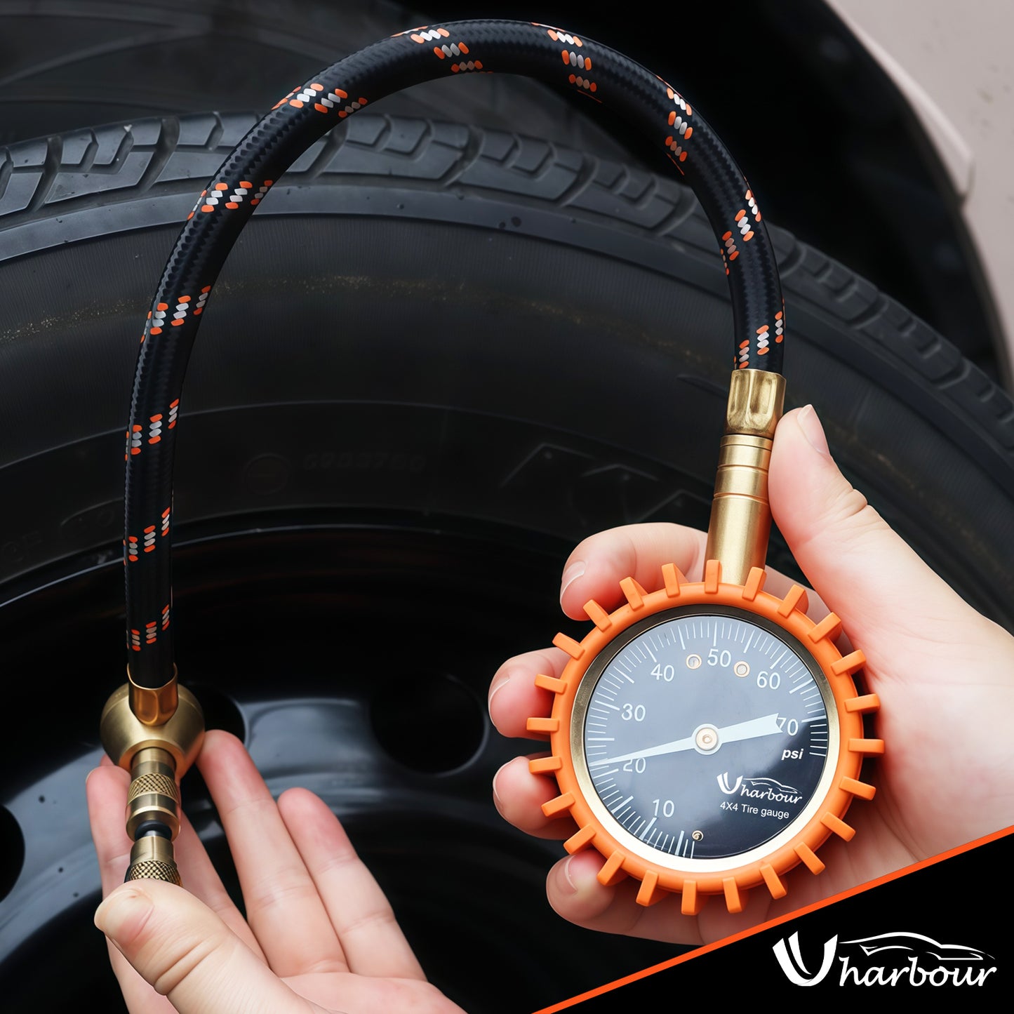 4X4 Rapid Air Down Tire Deflator with Gauge (0-75PSI) ， 2" Easy Read Glow Dial & Solid Brass Hardware-Automatic Tire Air Down Tool for Jeep, Truck or ATV